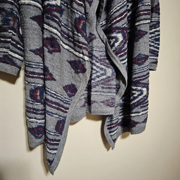 Lucky Brand Wool Blend Aztec Tribal Print Waterfall Cardigan Womens Size Medium - Picture 3 of 8
